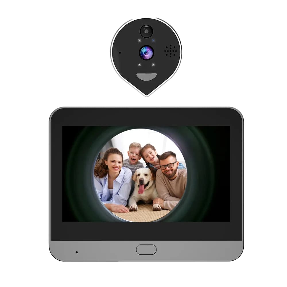 Schermo IPS da 4.3 pollici 3MP Tuya APP Vista panoramica a 360 gradi Wifi IP Campanello Videocitofono visivo Spioncino Telecamera per porta
