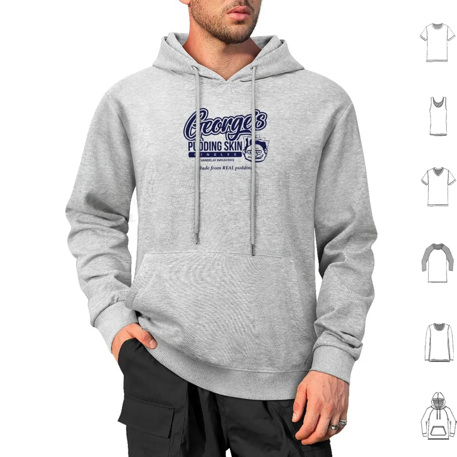 George's Pudding Skin Single Felpa con cappuccio in cotone a maniche lunghe Seinfeld George Pudding Skin Single Divertente cultura pop Vandelay