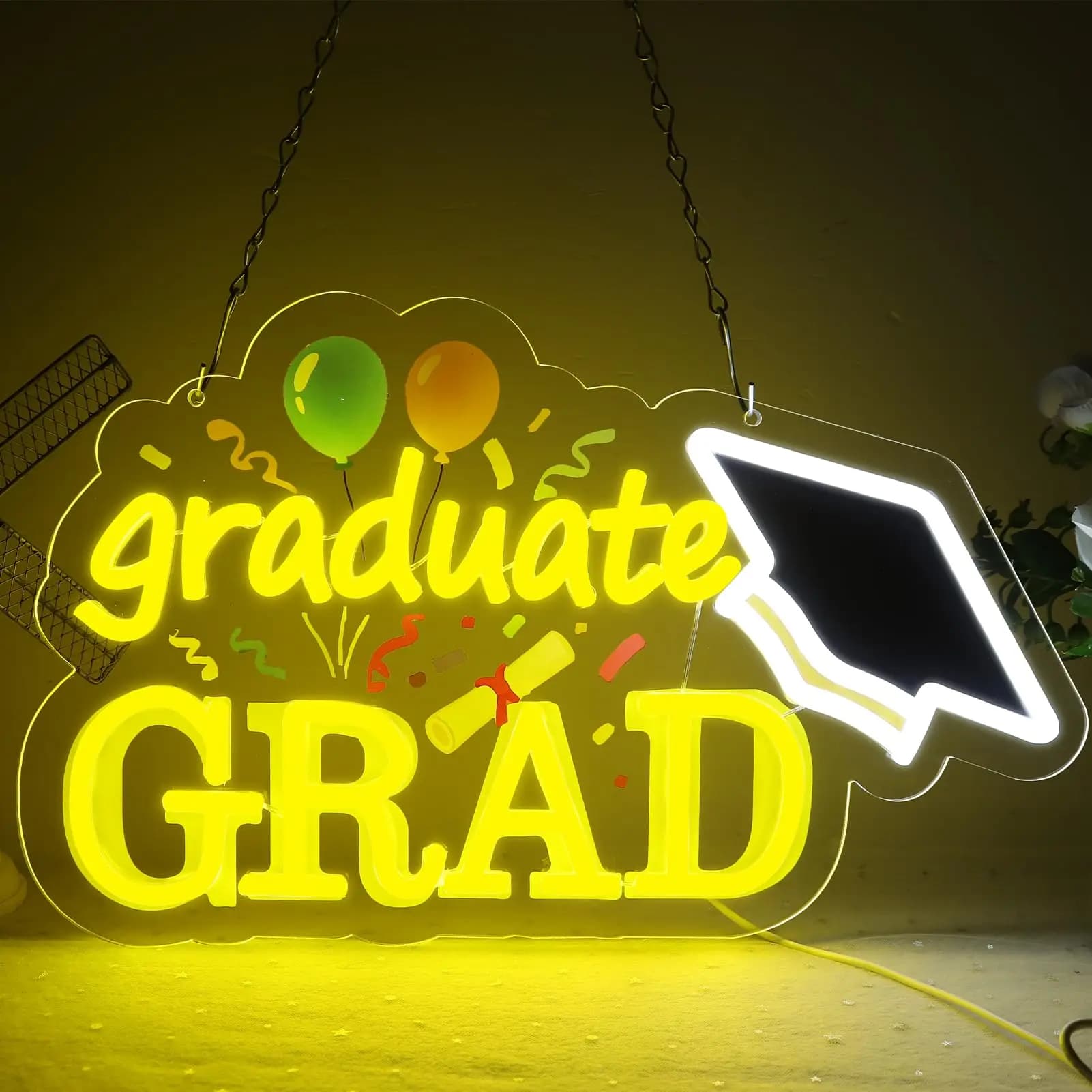 Insegna LED Neon Dimmerabile 'Congratulazioni', Decorazione da Parete, Regalo di Laurea 'Class of 2026', USB, per Camera da Ragazzo