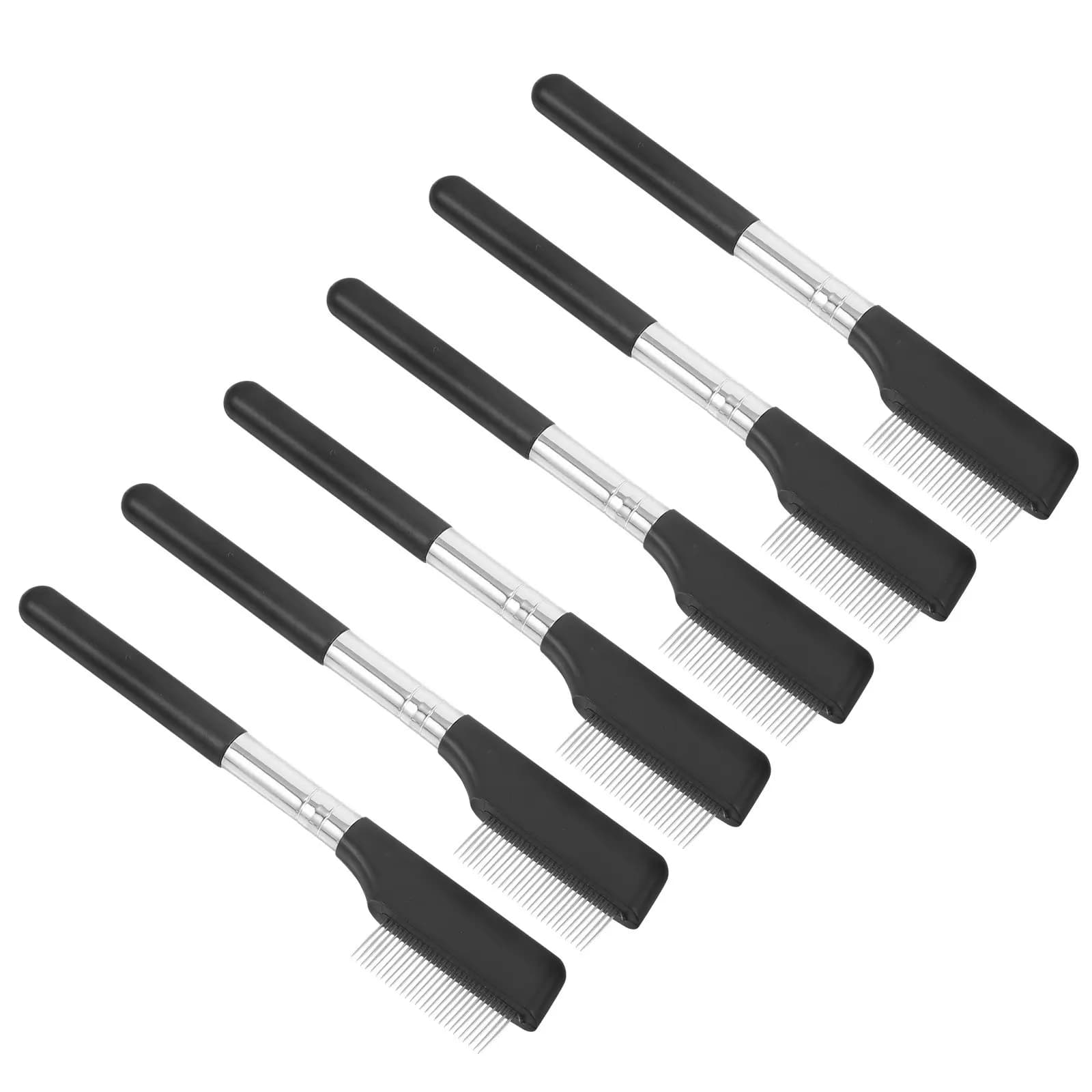 Set of 6 Precision Metal Eyelash combs, Portable Tool for Separating and Defining Eyelashes and Eyebrows, with Finish Tooths for Mascara Removal