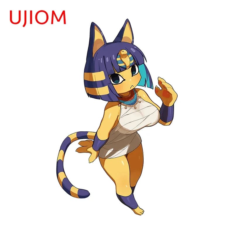 UJIOM Chibi Furry Cat Ankha Wall Stickers Adorable Cartoon Girl Refrigerator Skateboard Decals Waterproof Game Room Accessories