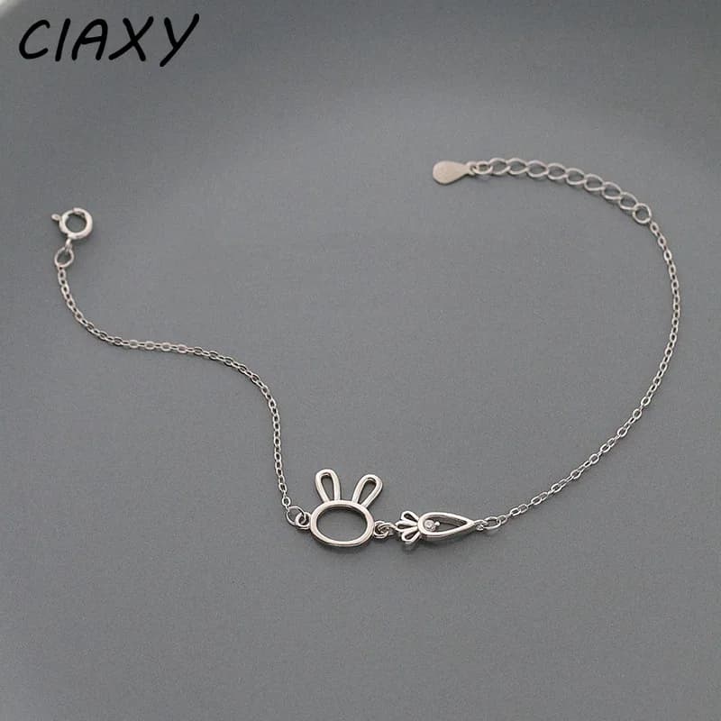 CIAXY Silver Color Carrot Bunny Bracelets for Woman Friendship Cute Adjustable Chain Bracelet Simple Jewelry Pulseras Mujer