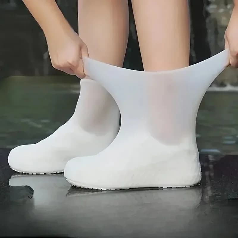 1 paio di copriscarpe in gomma per uso esterno, copriscarpe impermeabili in silicone, copriscarpe per giornate piovose, copriscarpe antiscivolo riutilizzabili