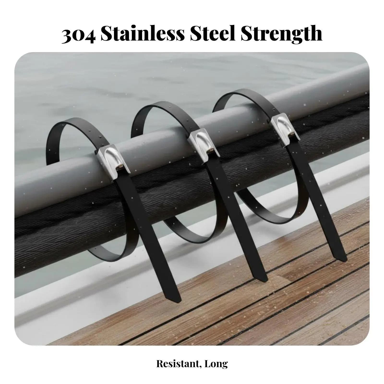 Reusable Steel Cable Tie with 304 Grade Core and PVC Outer Layer for Weather Resistant Wire Management