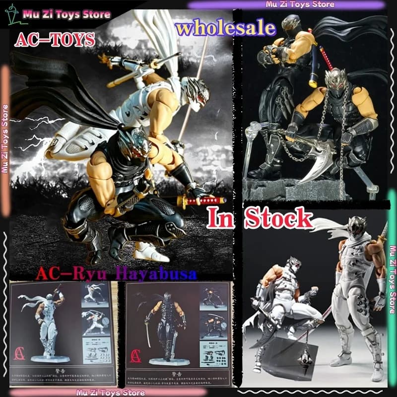 In Stock AC Toys The Second Batch Withe Ryu Revoltech 1/12 Amazing Yamaguchi Black Ryu Hayabusa Ninja Gaiden Action Figures Toy