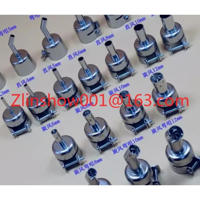 852 990 850D 857D Heat gun, stainless steel, curved nozzle, straight nozzle, cyclone nozzle, cyclone nozzle