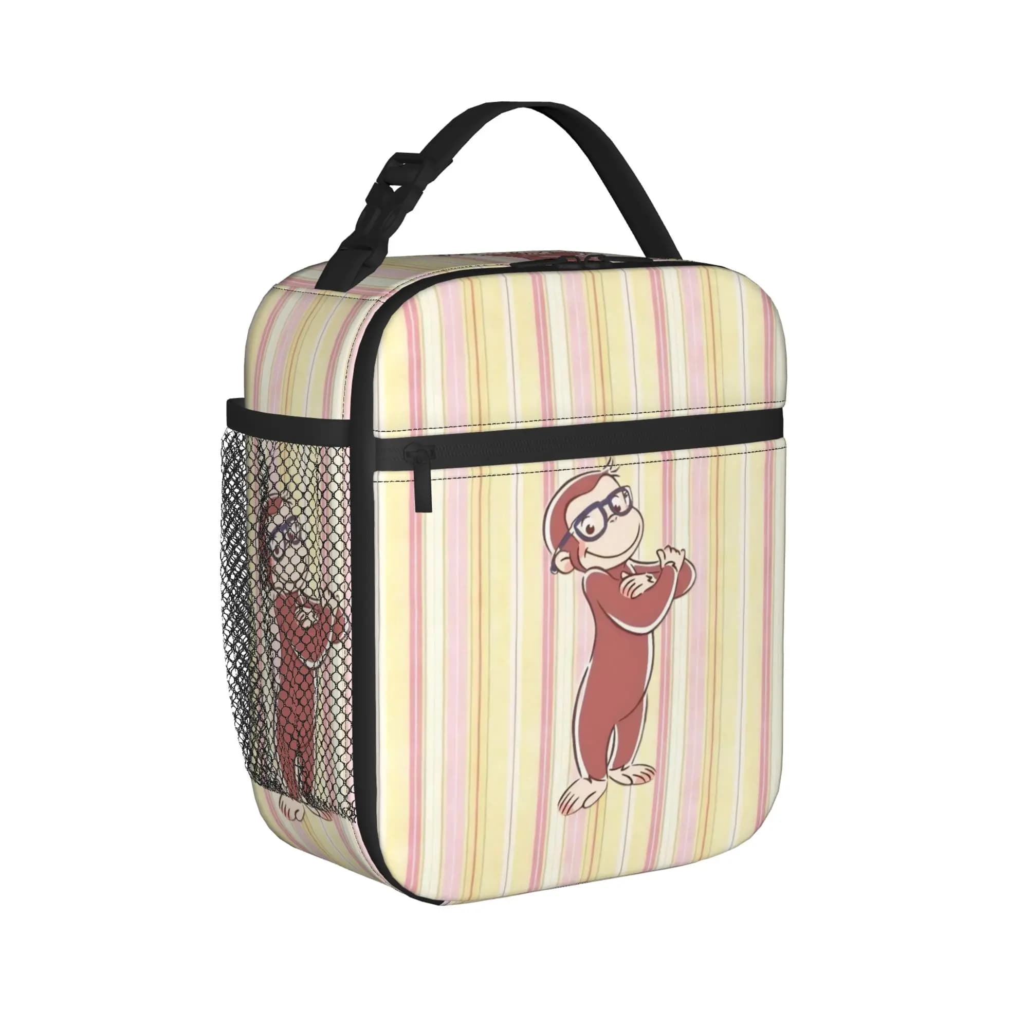 Curious Georges Monkey Cartoon Thermal Insulated Lunch Bags for Travel Portable Food Bag Container Cooler Thermal Food Box
