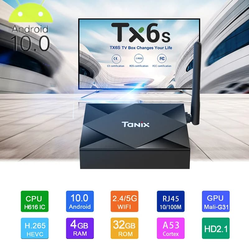 Tanix Tx6s Android 10 Smart Tv Box 4GB 64GB Allwinner H616 Quad Core 4k 2.4g 5g Wifi BT4.0 Youtube Lettore multimediale Set Top Box