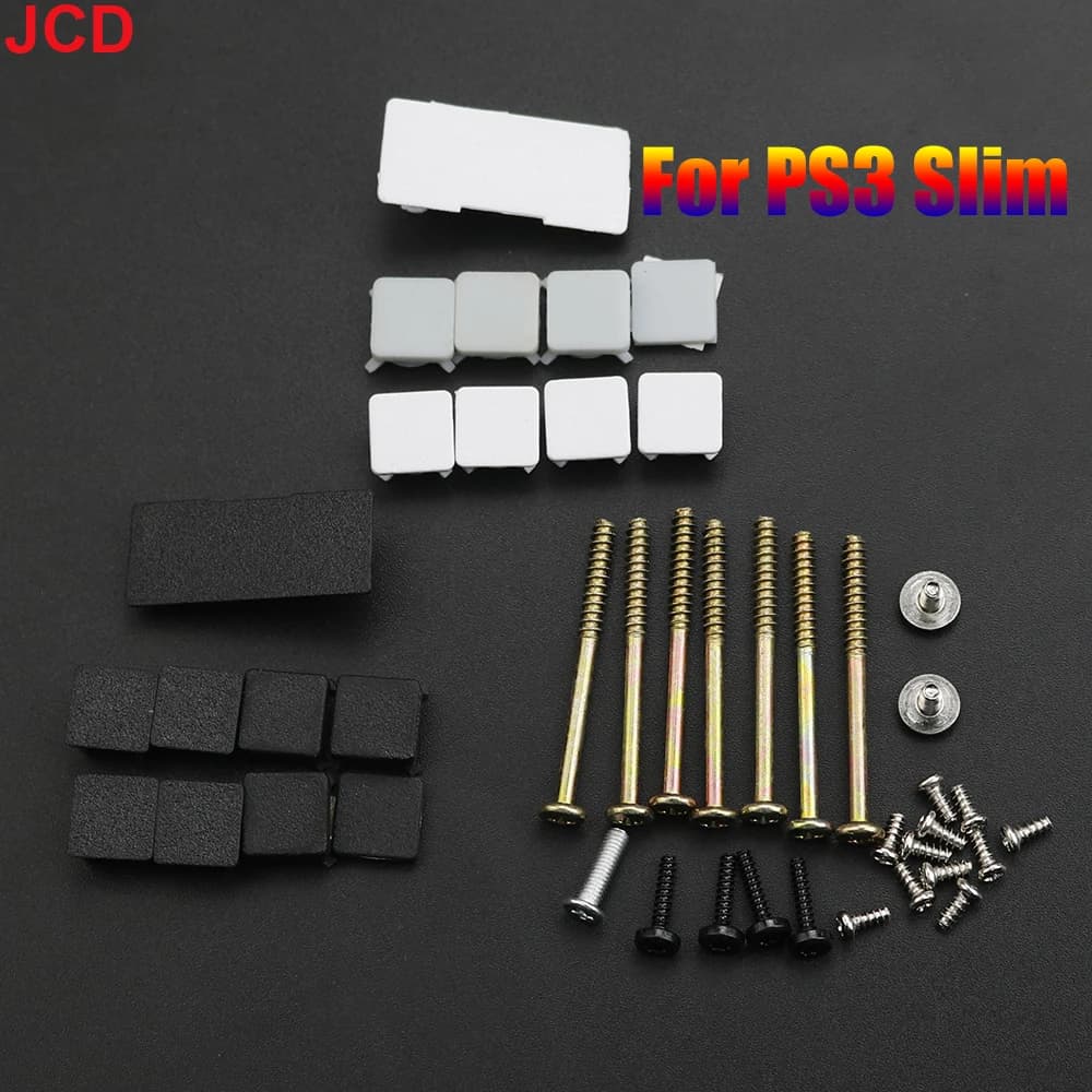 Viti di fissaggio complete JCD per PS2 PS3 Slim 2000 3000 4000 70000 Console di gioco piedini in gomma di plastica coperchio viti di fissaggio Kit parti di riparazione