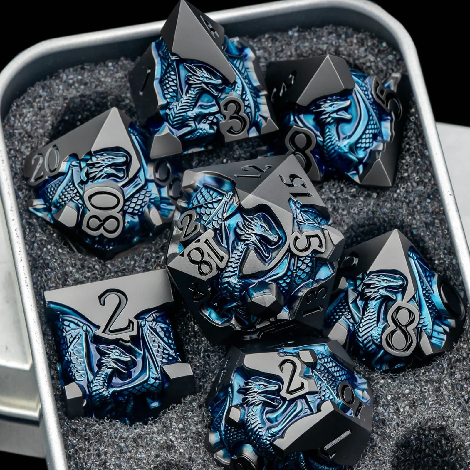 Dragon DND Dice Set D&D for Role Playing Game, Metal Dice Set Dungeons and Dragons, Polyhedral D and D Dice D20 D12 D10 D8 D6 D4