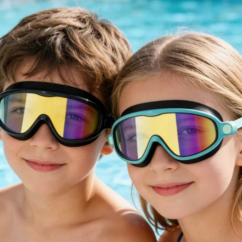 GMOX Kids Swim Goggles Waterproof Anti-Fog Anti-UV Wide View Swimming Glasses for Boys Girls Age 3-14 No Leak Pool Eyewear