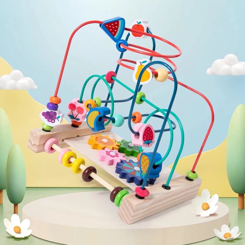 Giocattoli Montessori Montagne russe in legno Labirinto di perline Abaco Giocattoli matematici Giocattoli educativi precoci per bambini Bambini 1-3 anni