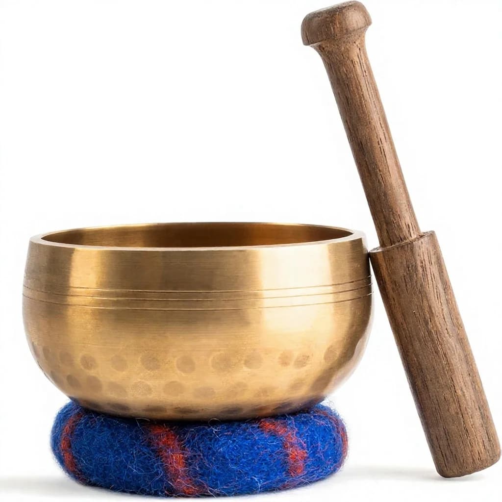 Handcrafted Metal Tibetan Singing Bowl Set 3.5" Polished Sound Bowl for Meditation Sound Healing