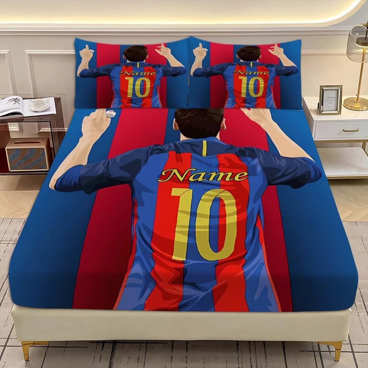 Set di biancheria da letto Football Stars 2/3 pezzi, lenzuolo con angoli stampato, 100% poliestere, decorazione per la casa a tema anime, adatto a bambini e adulti