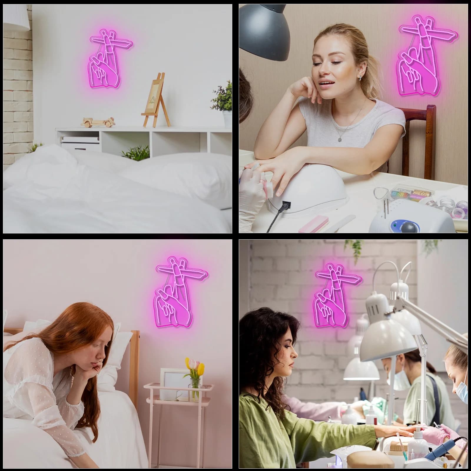 Insegne al neon a mano Nail Pink Led Light Decorazione da appendere a parete per salone Camera da letto Soggiorno Ufficio Ristorante Home Bar Sala giochi per feste