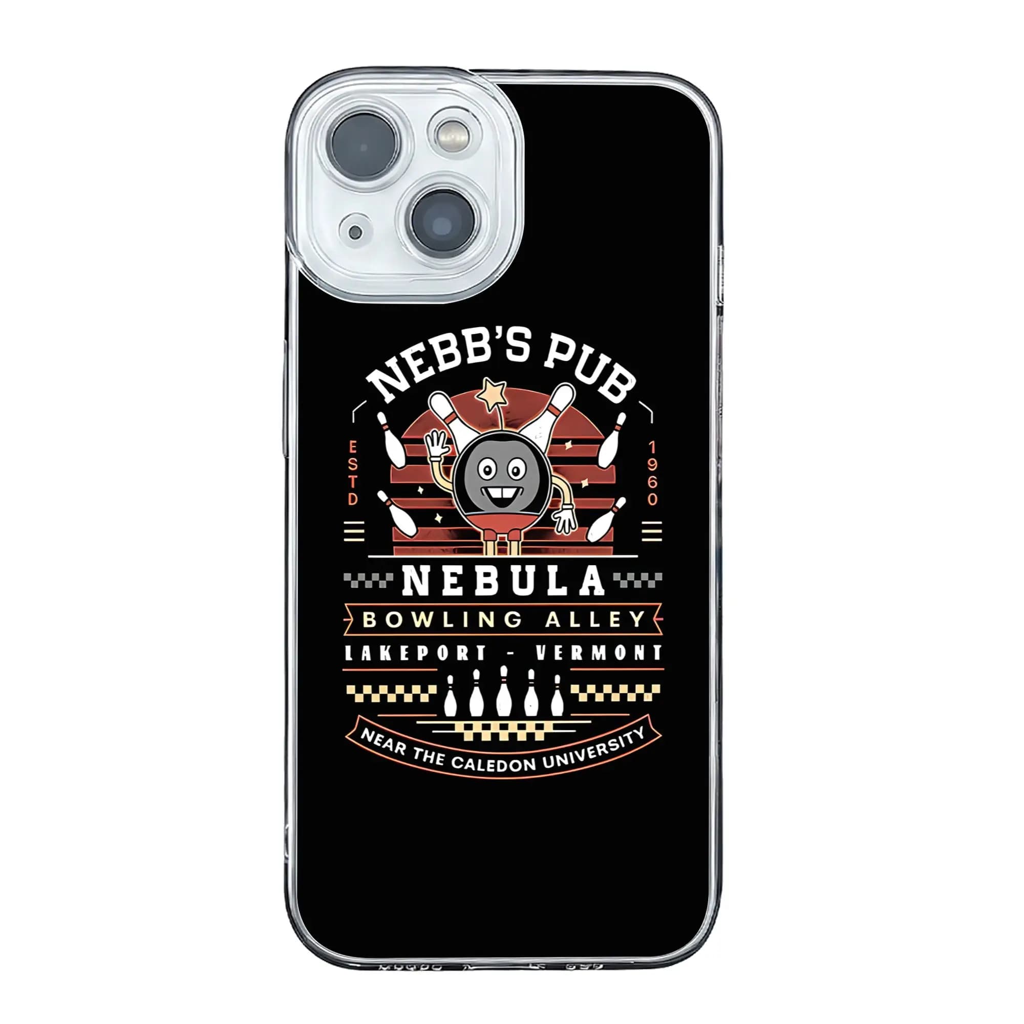 Cover per iPhone 17 16 15 14 13 12 11 Pro Max anti-collisione con emblema mascotte Nebb Bowling