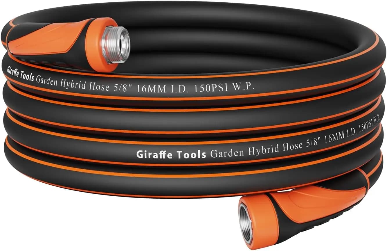Garden pipe 25ft x 5/8", Heavy duty, flexible, lightweight, hybrid with swivel handle, male-female fittings