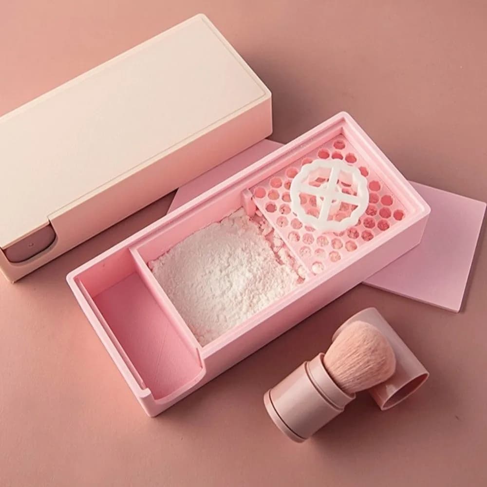 Built-In Brush Powder Storage Box Plastic Sliding Lid Clay Powder Container Compartment Structure Polymer Clay Powder Box