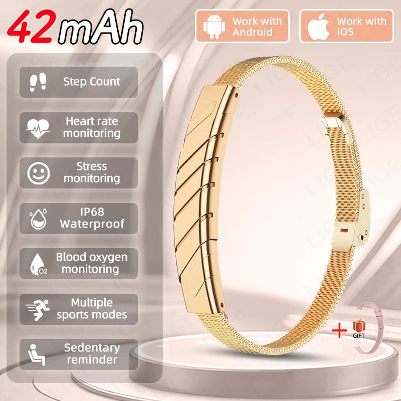 LIGE 2026 Smart Bracelet Ultra Thin Fashion Sports Tracker Stress Blood Oxygen Heart Rate Monitor Waterproof Women's Smartwatch