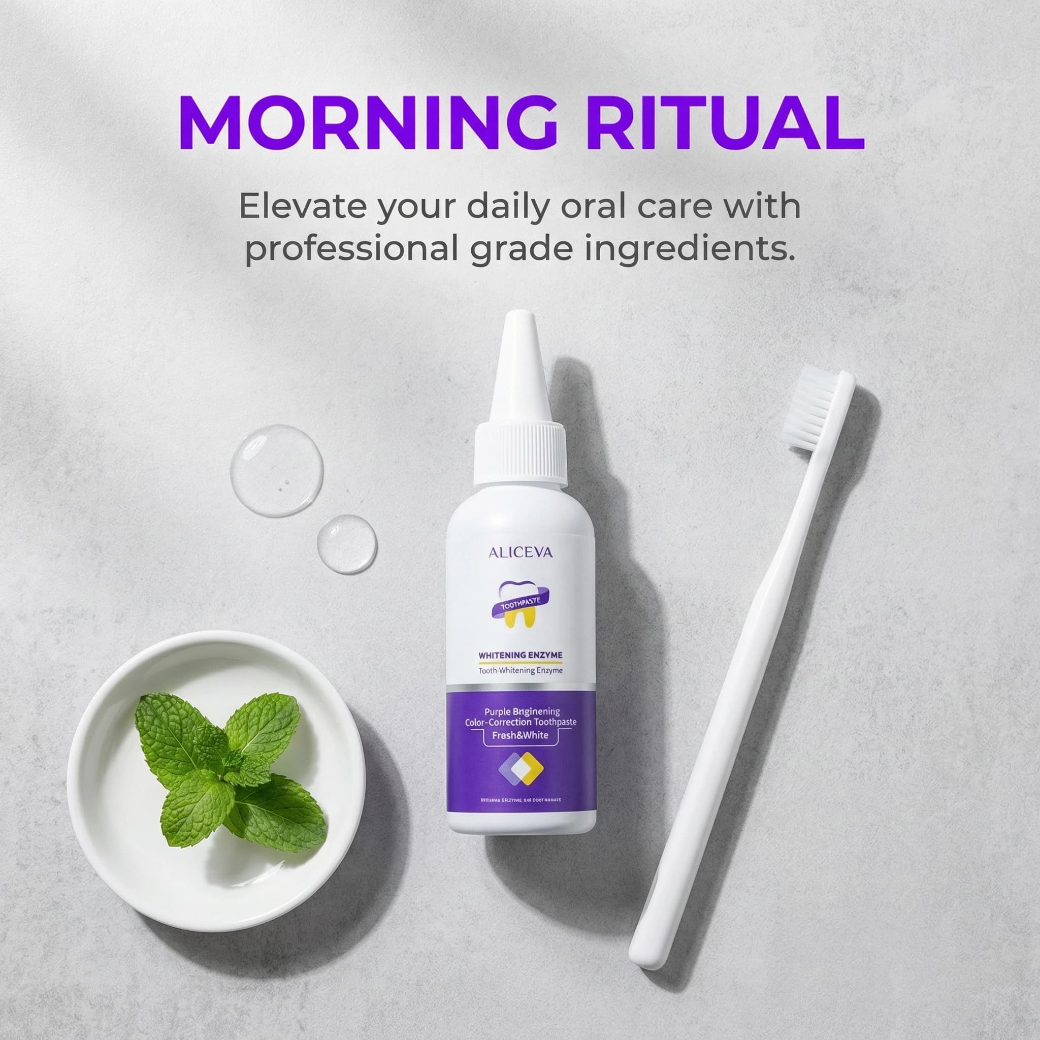 ALICEVA Go Yellow White toothpaste, Eliminates Bad breath, Protects Polished teeth, Dentifricio Viola per la Protection delle Gengive