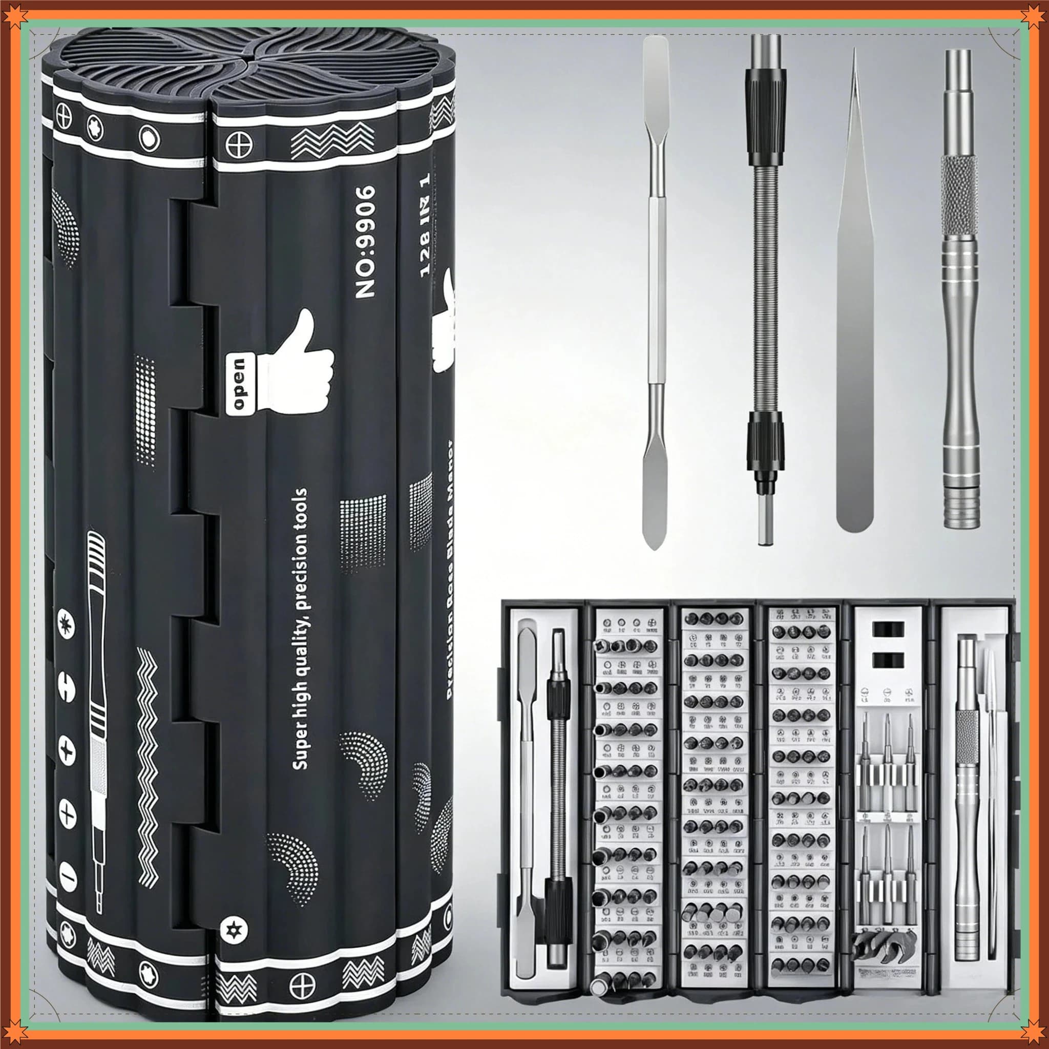 Set di 128 Punte Magnetiche per Cacciavite, Kit di Riparazione di Precisione con Phillips e Torx per iPhone, Laptop, PC ed Elettronica