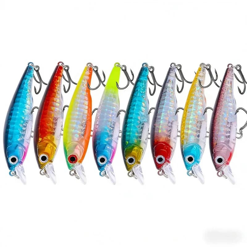 10G Floating Minnow Noise Long Casting Lure Bait Set with 6 Number Hooks Special for Red Tail And Wrasp 9CM Size