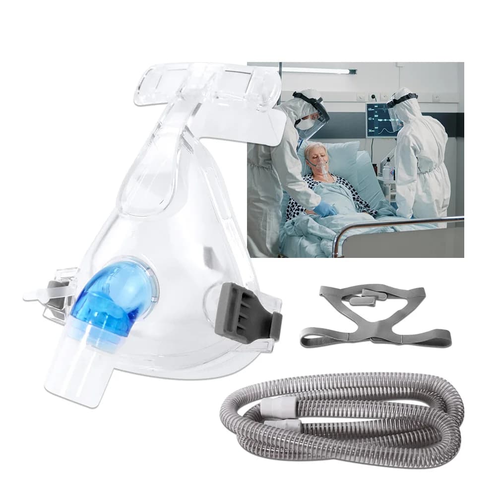 CPAP Maschera a pieno facciale Auto CPAP BiPAP con fascia per copricapo da utilizzare per cuscino da viaggio Aiuto per il sonno Anti apnea Russare Respirazione aerea medica