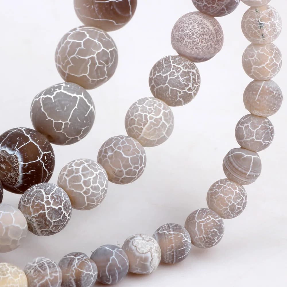 004 Model 6MM/8MM/10MM Matte Coffee Stained White Stripes Natural Stone Pine Beads DIY Necklace Jewelry Making