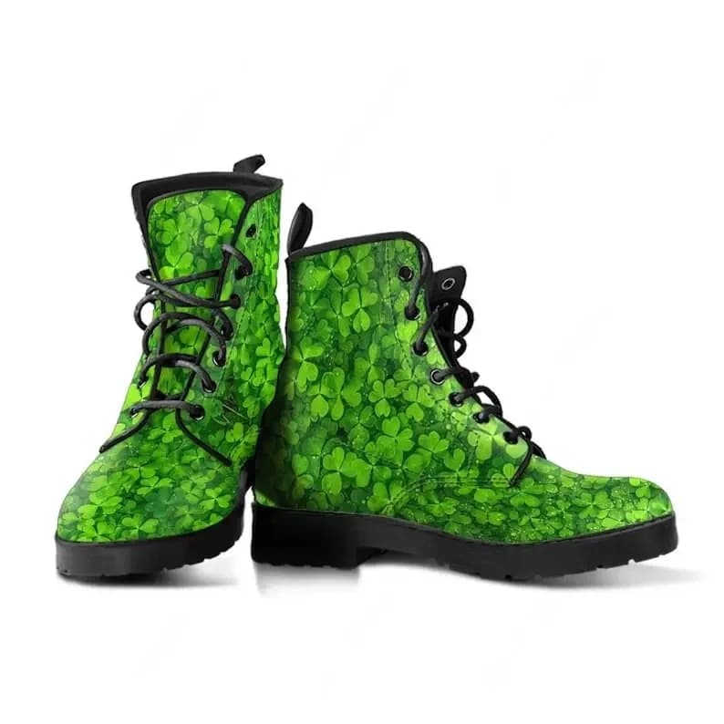 Stivali in Pelle Clover, Calzature Invernali Artigianali con Stampa Personalizzata per Uomo e Donna