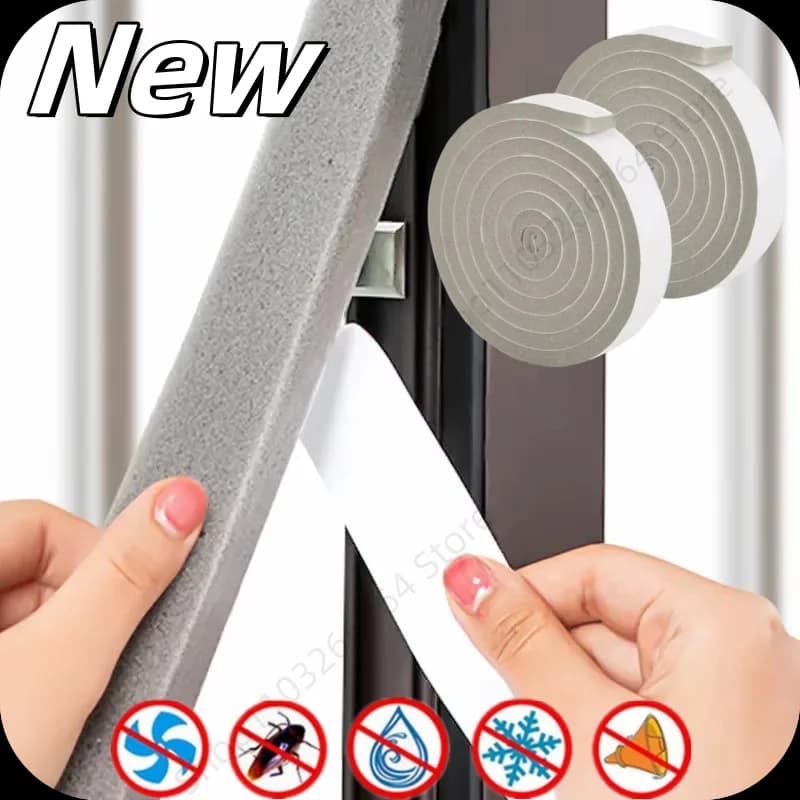 4M Foam Door Window Sealing Strips Self-Adhesive Windproof Sound-Proof Door Weather Stripping Dustproof Self-adhesive Tape