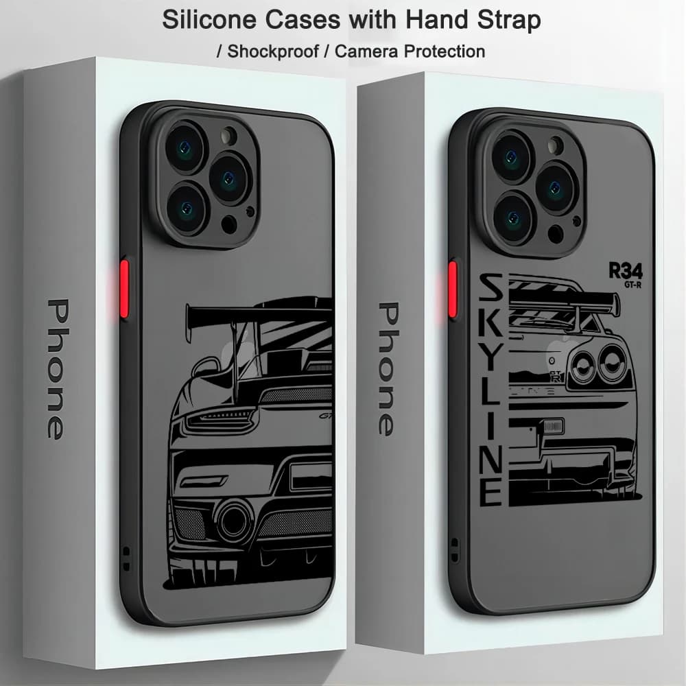 Matte luxury Phone Case For Xiaomi Redmi Note 13 12 11 10 10C 10X 9A 9T 9C 8 7 Pro Plus 5G Edge Funda Clear Cover JDM Dream Car