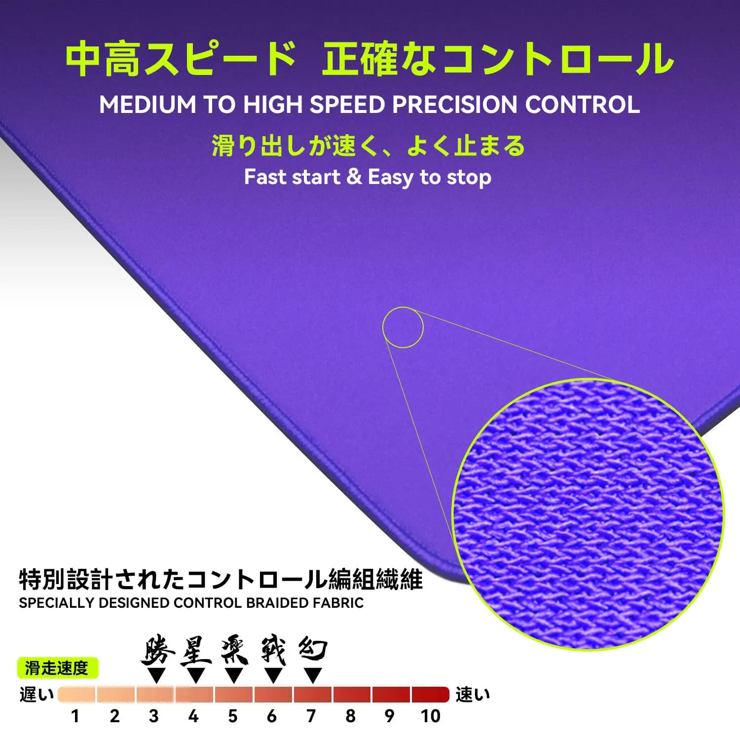 TALONGAMES eSports Gaming Mouse Pad Crossed Fabric Surface Anti Slip Function Rubber Base L Size Purple Game MousePad