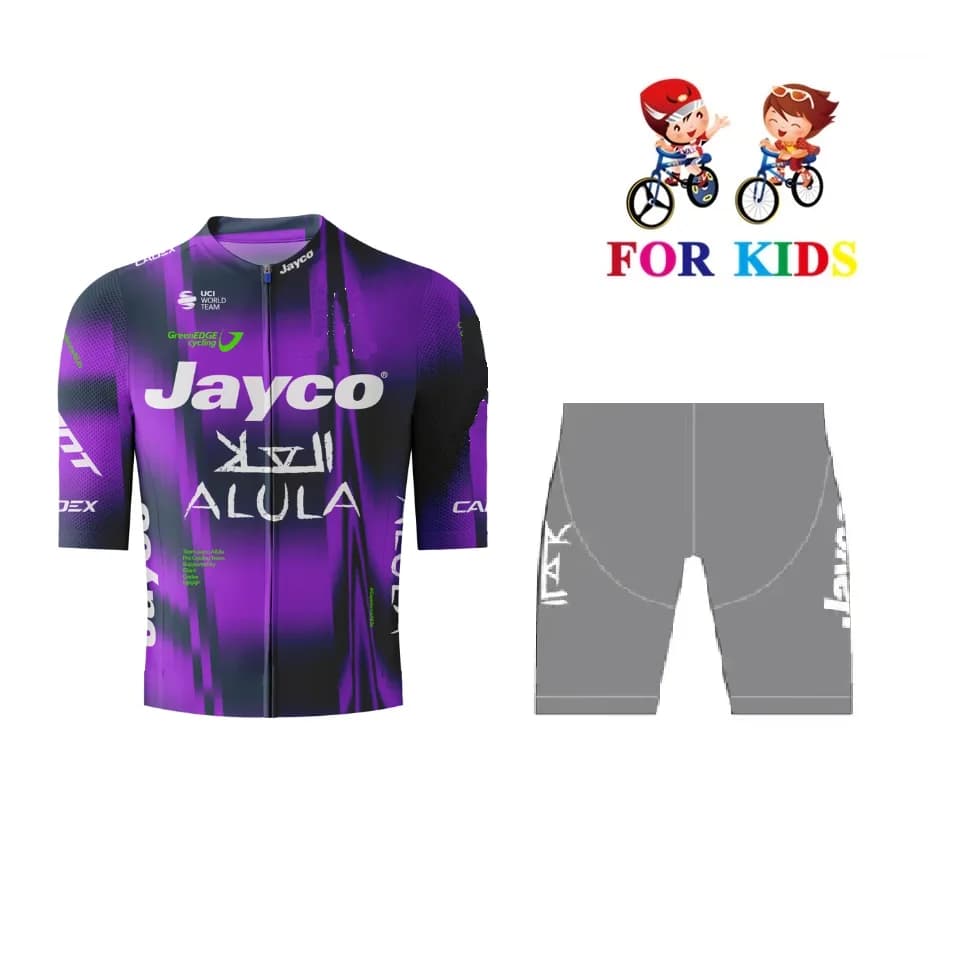 KID'S 2025 Jayco AlUla TEAM Maglia da ciclismo per bambini Abbigliamento da bicicletta a maniche corte con pantaloncini Ropa Ciclismo