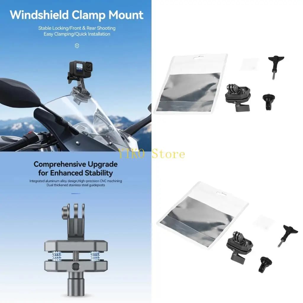 K32C antiscip motorcycle windscreen brackets for adjustable action cameras 1 thickness with silicone