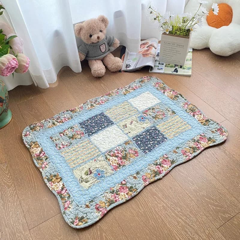 Tappeto Patchwork a mano per soggiorno tappetino trapuntato in cotone antiscivolo tappeti per camera da letto zerbino d'ingresso tappetino da bagno assorbente d'acqua