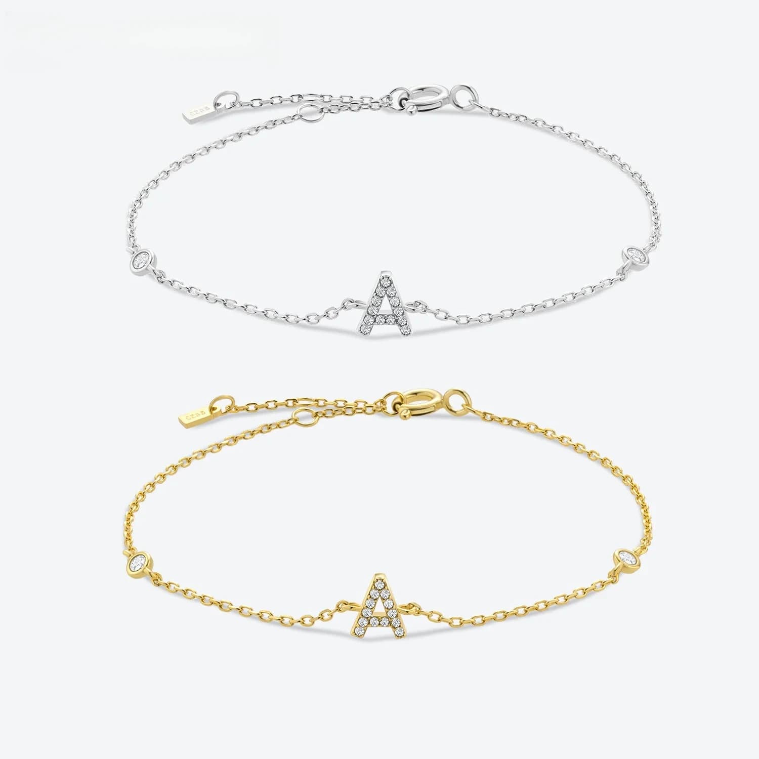 Bracciale con Iniziale in Argento Sterling 925, 26 Lettere dell'Alfabeto, Monogramma in Oro, Nome Personalizzato, Cristalli CZ Zirconia, Gioielli alla Moda 2021