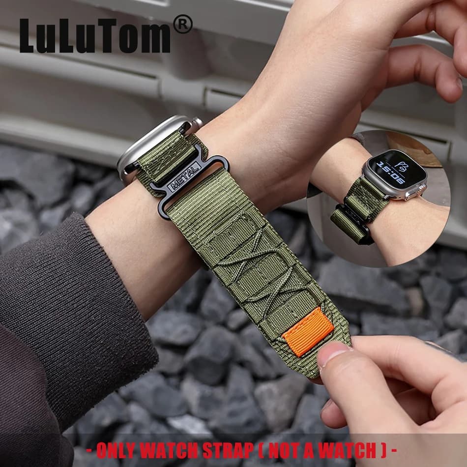 Cinturino sportivo in tela di nylon con velcro per Apple Watch Series 11 10 9 8 7 6 SE UItra iWatch 49/46/45/44/42/41/40/38mm Bracciale Loopback