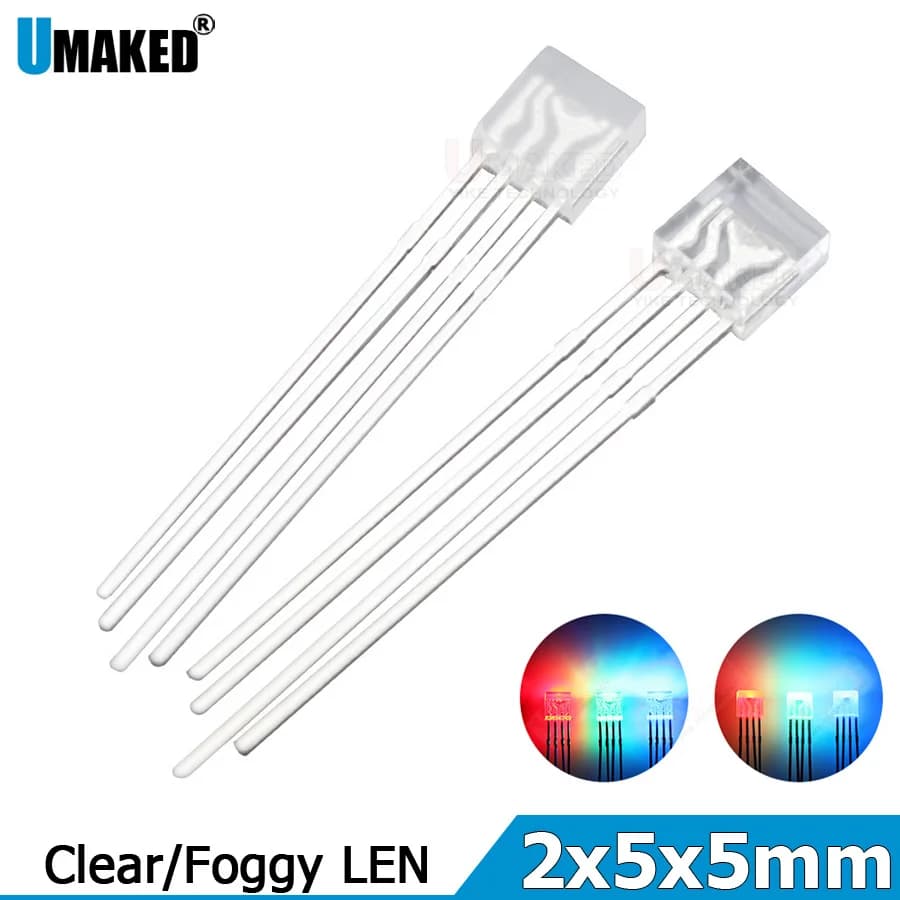 1000 pz 2x5x5mm RGB Led Diodi Emettitori Indicatore Foggy/trasparente Arduino Rosso Verde Blu Multicolor Anodo Catodo 3 V FAI DA TE Circuito PCB