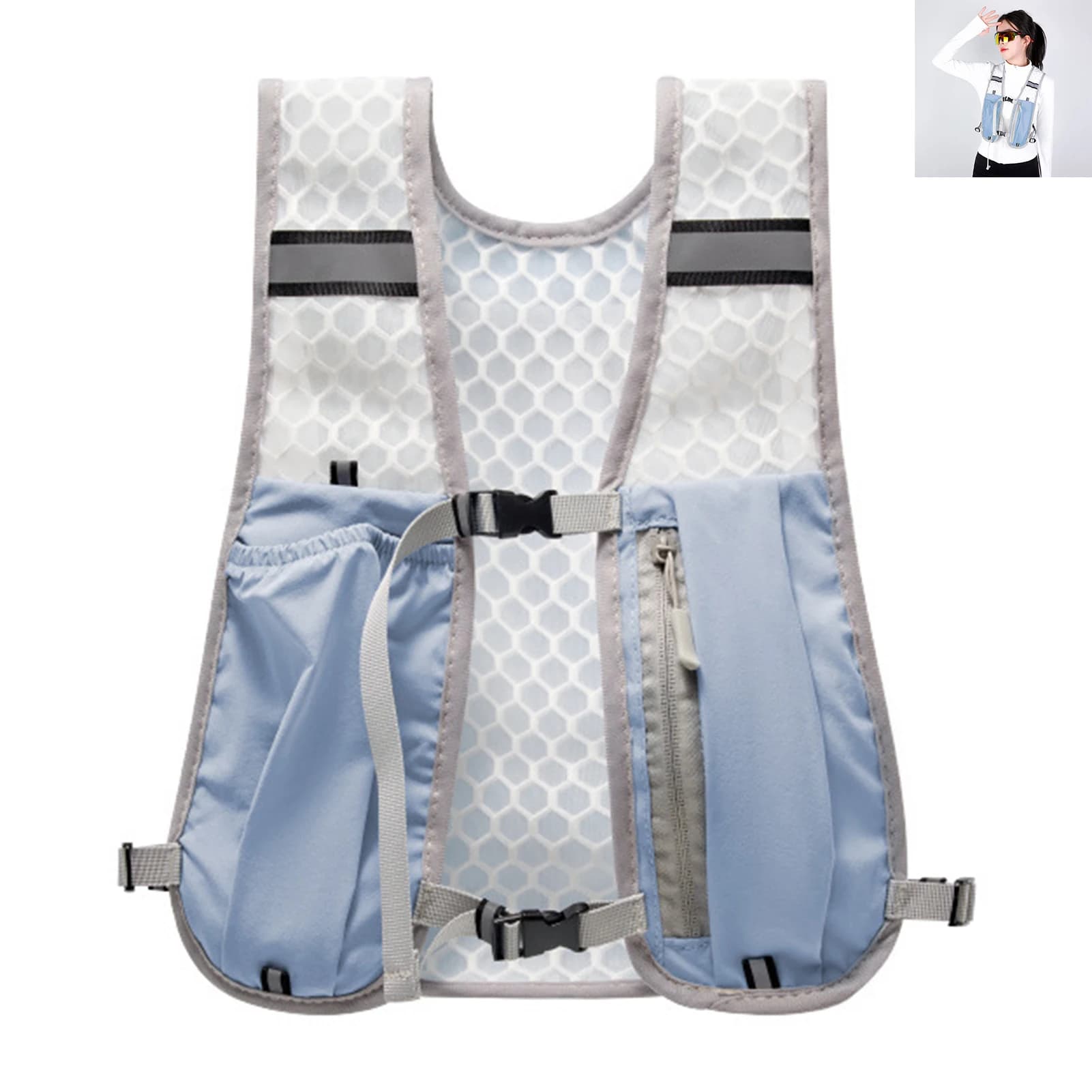 Running Hydration Vest For Women Men Adjustable Chest Straps Lightweight Run Backpack Reflective Hydration Water Chest Pack