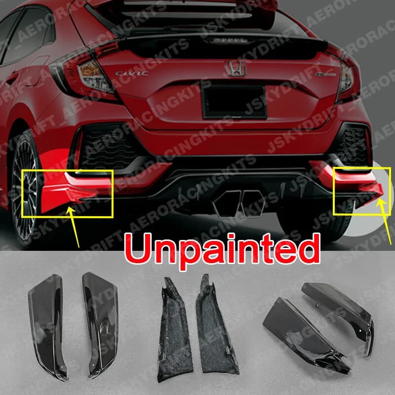 For Honda Civic FK7 Rear Bumper Spats Diffuser Splitter Addon FRP Unpainted Trim