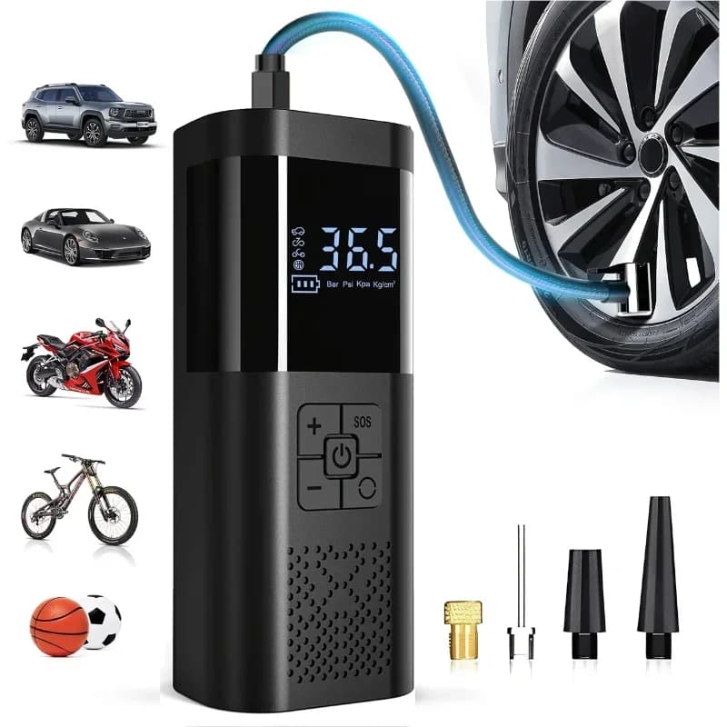 Portable Car Air Compressor 3X Faster 150PSI Cordless Tire Inflator Pump With Digital Gauge For Car Motorcycle Bike