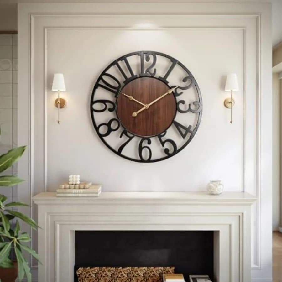Orologio da Parete Grande 32 Pollici con Numeri Arabi in Legno, Orologio Oversize per Arredamento Soggiorno, Camera da Letto e Cucina