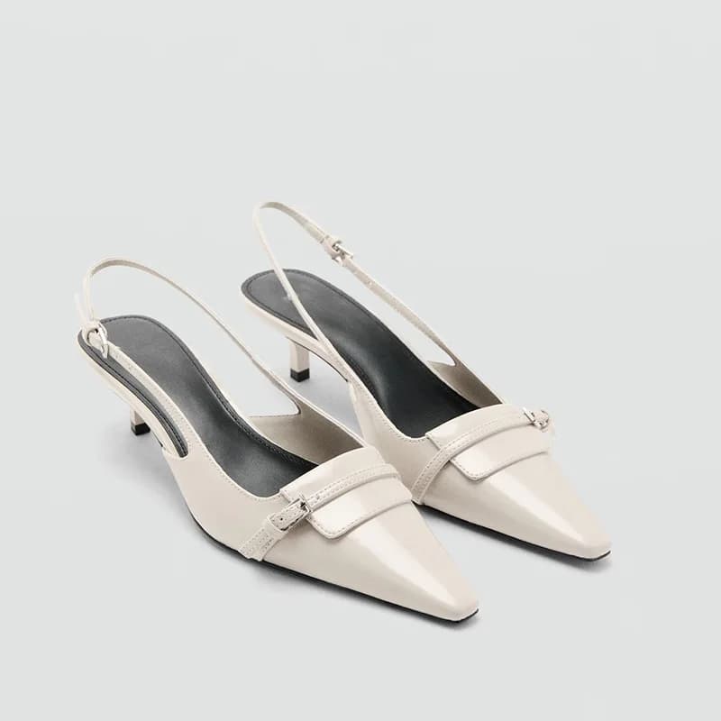 Women's High Heeled Sandals French Style Temperament Pointed High Heels High Quality Patent Leather Stiletto Mueller Sandalias