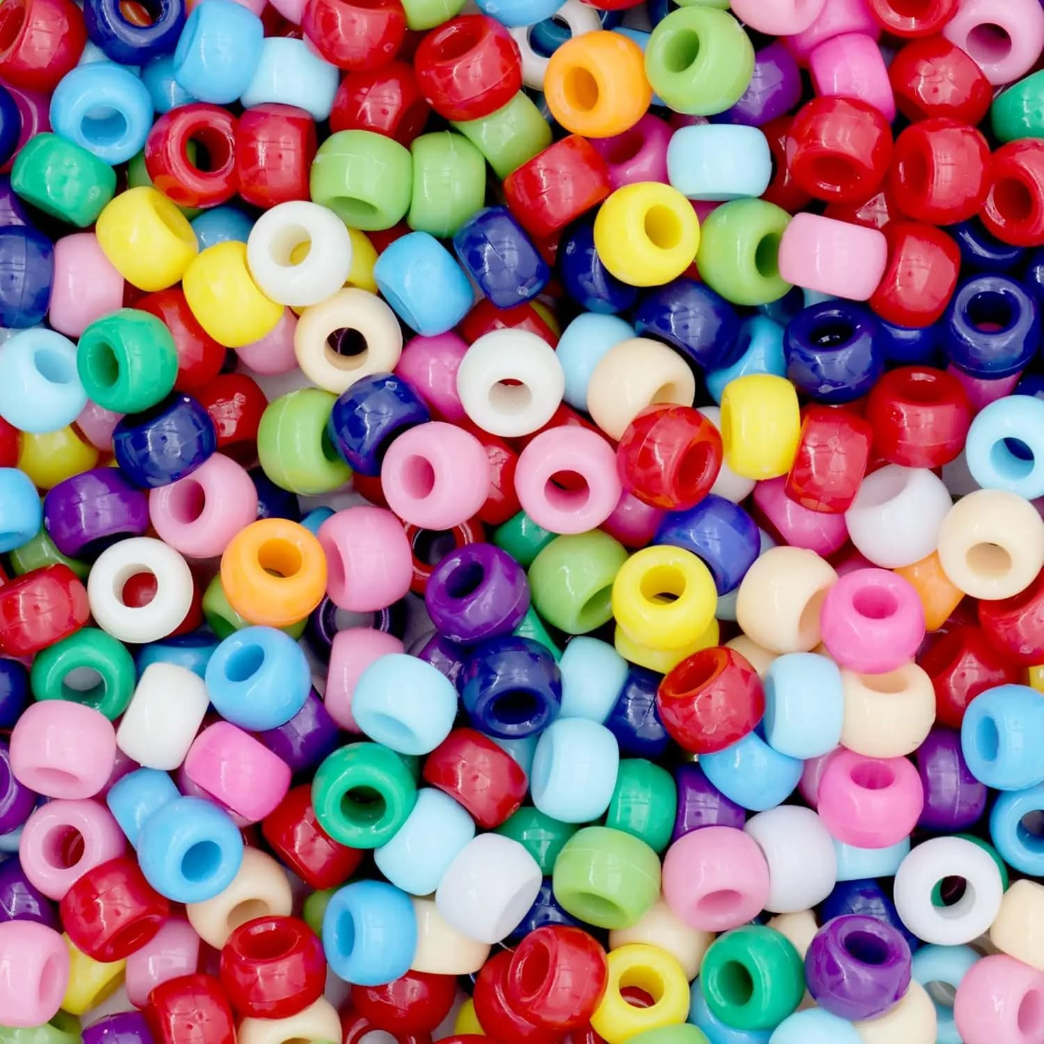1000Pcs 6X9mm Plastic Barrel Pony Beads for Necklace,Hair Beads for Braids,Key Chain,Jewelry Making