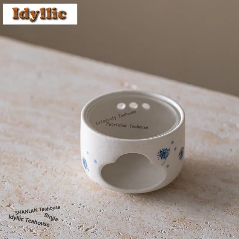 Hand-painted Blue And White Cute Cat Tea Warmer Holder Candle Heater Stove Kettle Stand Boiling Water Carbon Furnace Tea Service