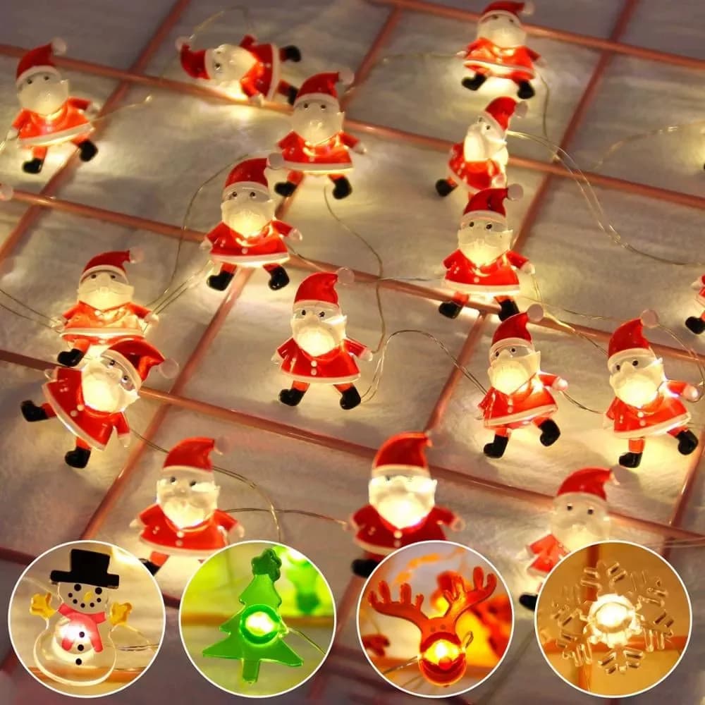 2 metri stringa di luce natalizia babbo natale pupazzo di neve LED luce albero di natale Decor ghirlanda di luce Navidad Home ornamento di natale