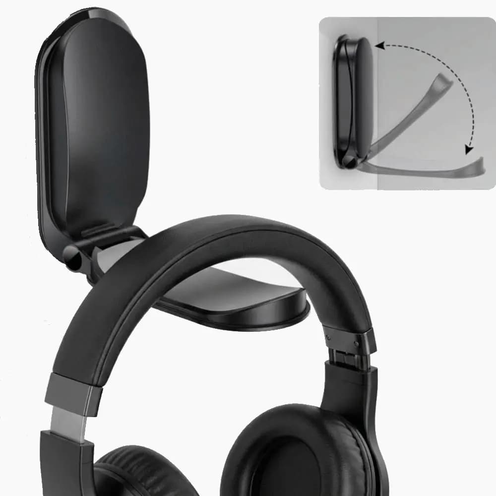 Magnetic Foldable Headphone Stand Adhesive Non-Slip Silicone Pad Hanging Headset Holder Wall Mount Compact