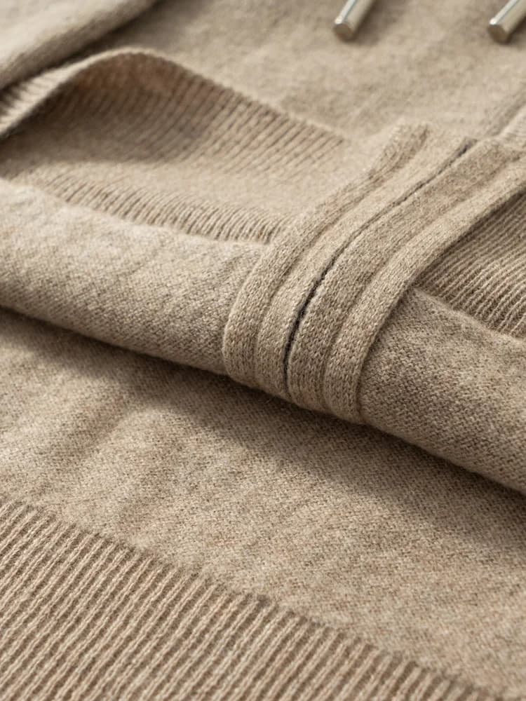 ANGEL Men's 100% Cashmere Hooded Sweater Zipper Cardigan Autumn Winter Smart Casual Soft Warm Cashmere Knitted Sweater Hoodie
