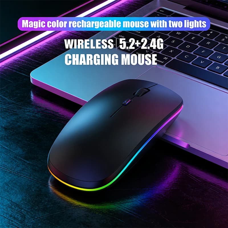 Mouse wireless RGB ricaricabile Bluetooth Mouse wireless per computer Mouse da gioco ergonomico retroilluminato a LED per PC portatile