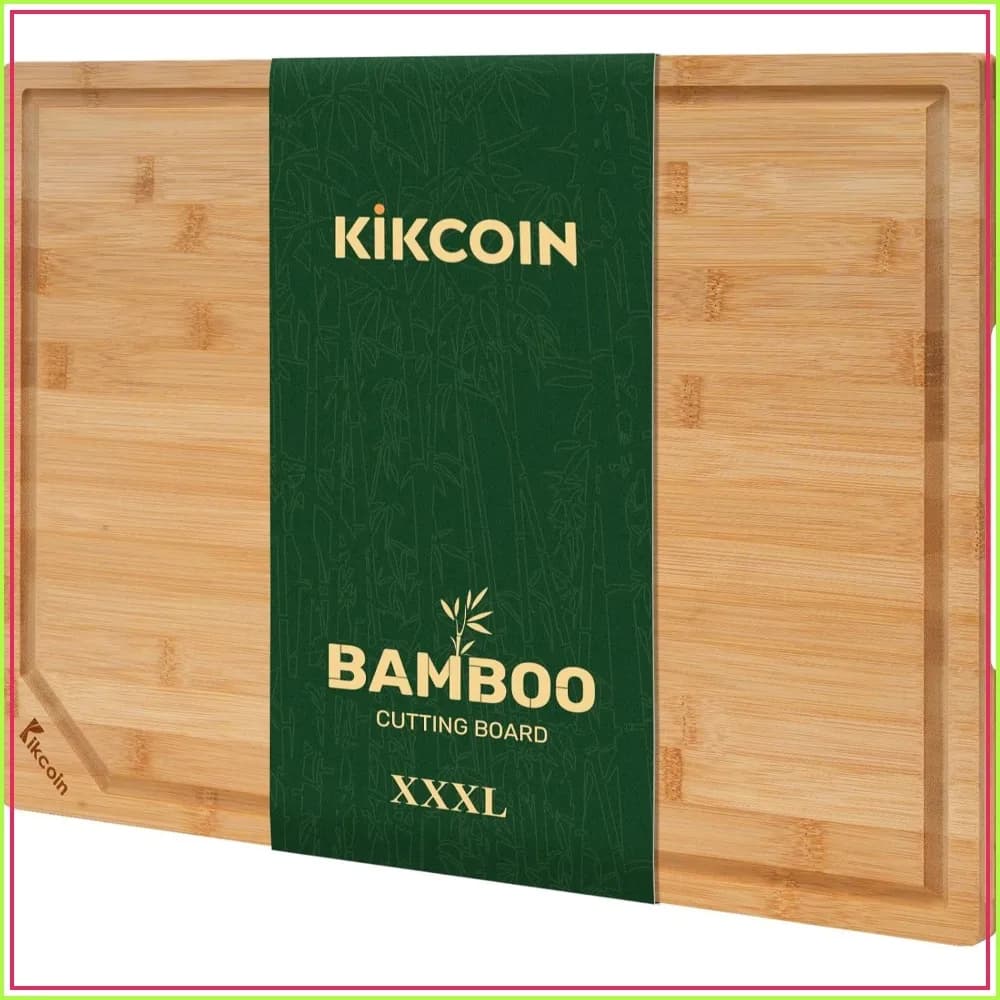 24"x18" Extra Large Bamboo Cutting Board for Kitchen, Wooden Chopping Board with Deep Juice Groove & Handle, Natural